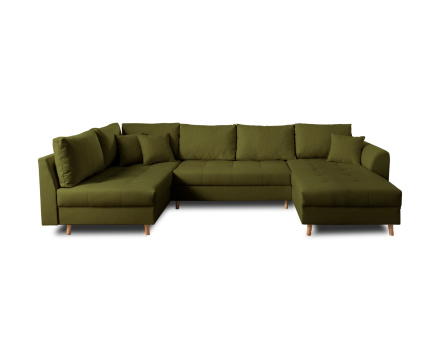 Canapé panoramique d'angle gauche - 7places - style scandinave - Rune