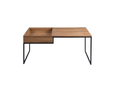 Tim – Table basse de style industriel en bois et avec un cadre en métal noir (105 x 66 cm)