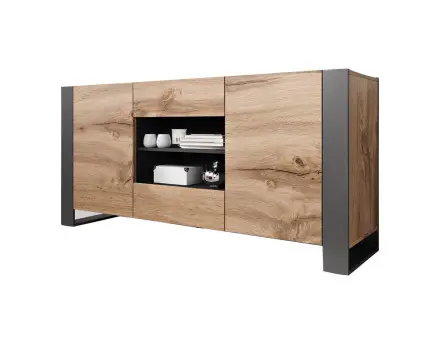Willow - buffet bas bois et gris - style industriel - 164 cm