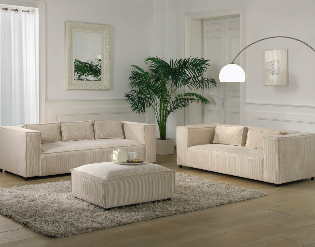 Stella - canapé fixe 3 places - en velours côtelé - style contemporain