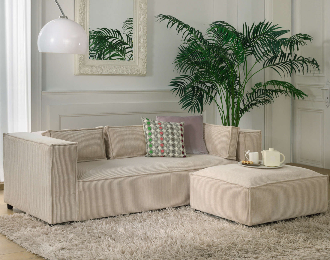 Stella - canapé fixe 3 places - en velours côtelé - style contemporain