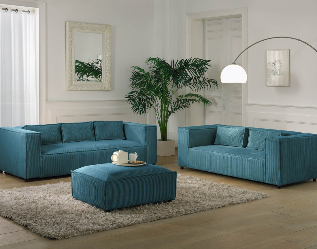 Stella - canapé fixe 2 places - en velours côtelé - style contemporain