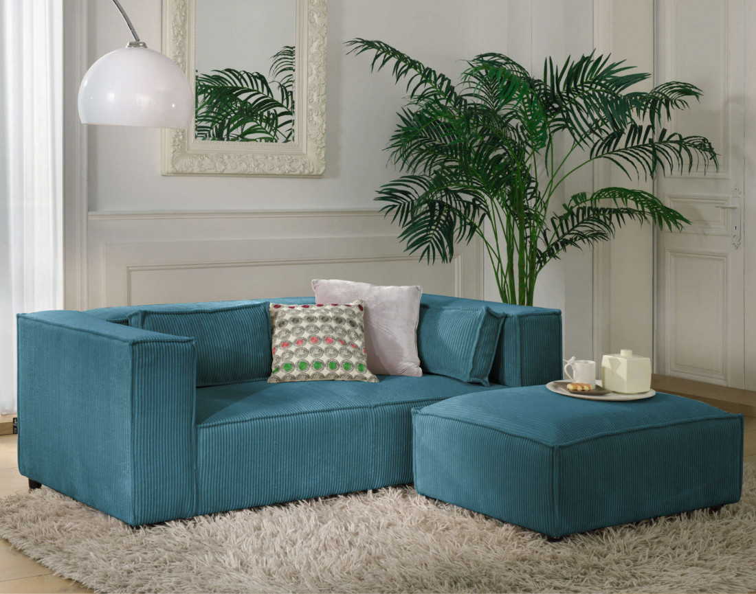 Stella - canapé fixe 2 places - en velours côtelé - style contemporain