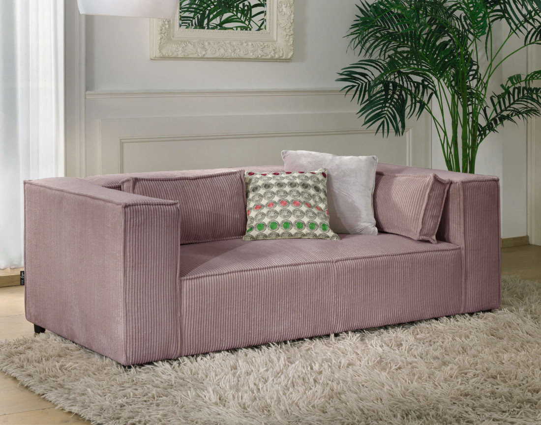 Stella - canapé fixe 2 places - en velours côtelé - style contemporain