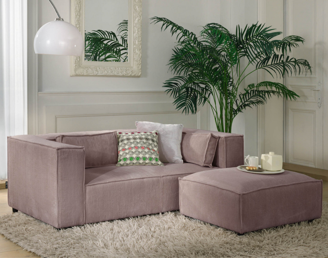 Stella - canapé fixe 2 places - en velours côtelé - style contemporain