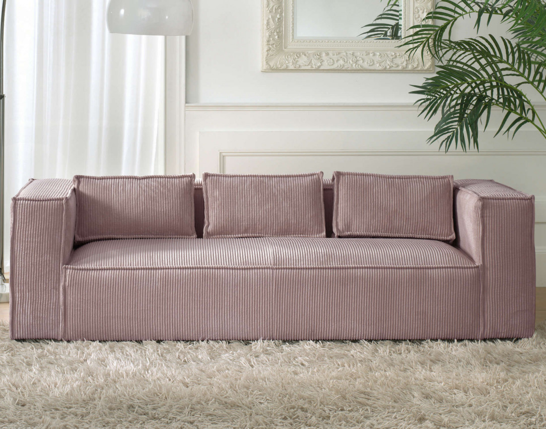 Stella - canapé fixe 3 places - en velours côtelé - style contemporain