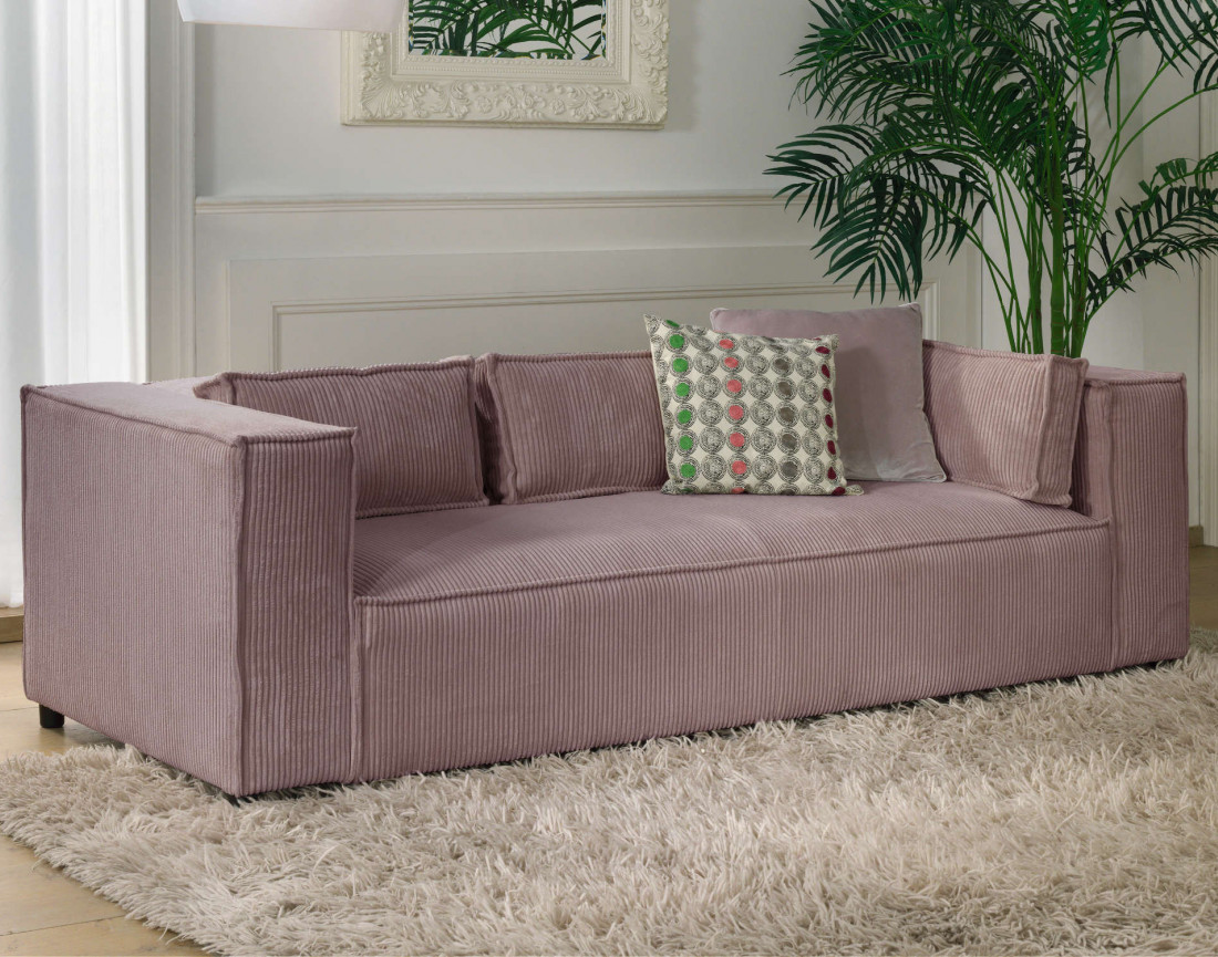 Stella - canapé fixe 3 places - en velours côtelé - style contemporain