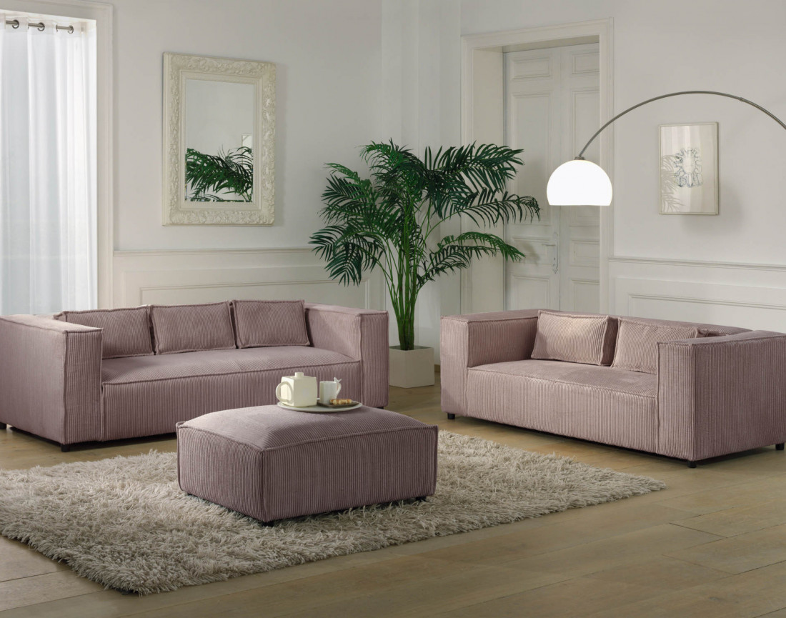 Stella - canapé fixe 3 places - en velours côtelé - style contemporain