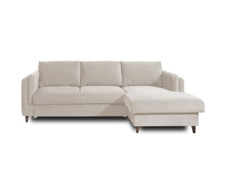 Canapé d'angle droit convertible avec coffre 4 places en velours Brooke