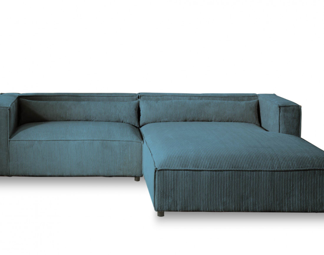 Ela - canapé d'angle droit 4 places en velours côtelé - style contemporain