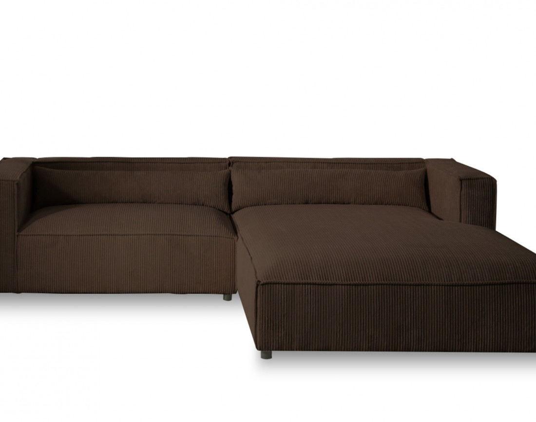Ela - canapé d'angle droit 4 places en velours côtelé - style contemporain