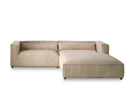 Ela - canapé d'angle droit 4 places en velours côtelé - style contemporain