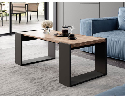 Willow - table basse bois et gris - style industriel - 120 cm