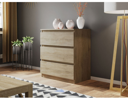 Celia - Commode 3 tiroirs en bois - 70 cm - style contemporain