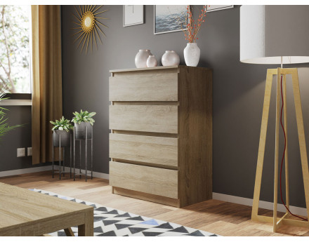 Celia - Commode 4 tiroirs en bois - 70 cm - style contemporain