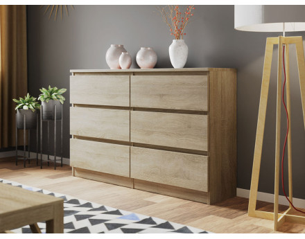 Celia - commode 6 tiroirs - bois - 120 cm - style contemporain