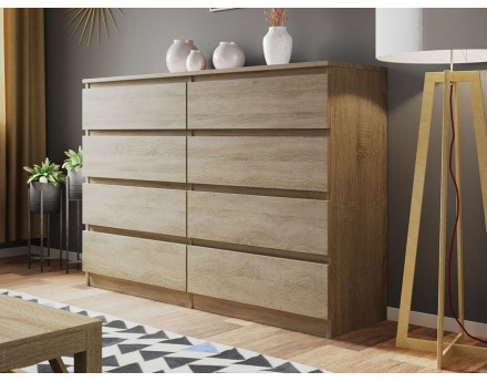 Celia - Commode 8 tiroirs en bois - 139 cm - style contemporain