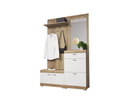 Thea - Meuble d'entrée bois et blanc - 135 cm - style scandinave