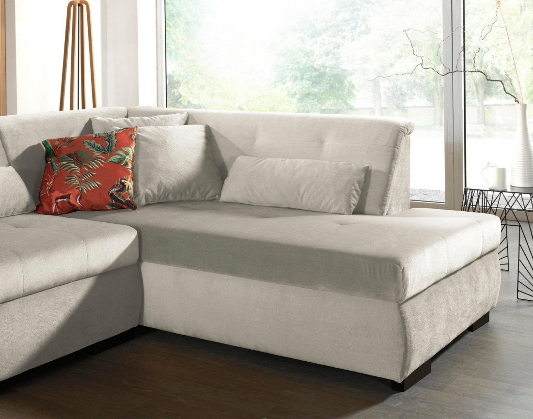 Canapé panoramique d'angle droit 7 places XXL en velours Vermont