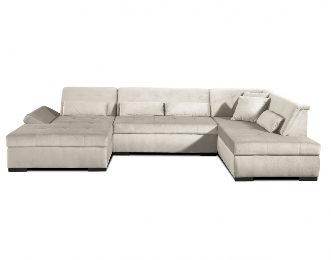 Canapé panoramique d'angle droit 7 places XXL en velours Vermont