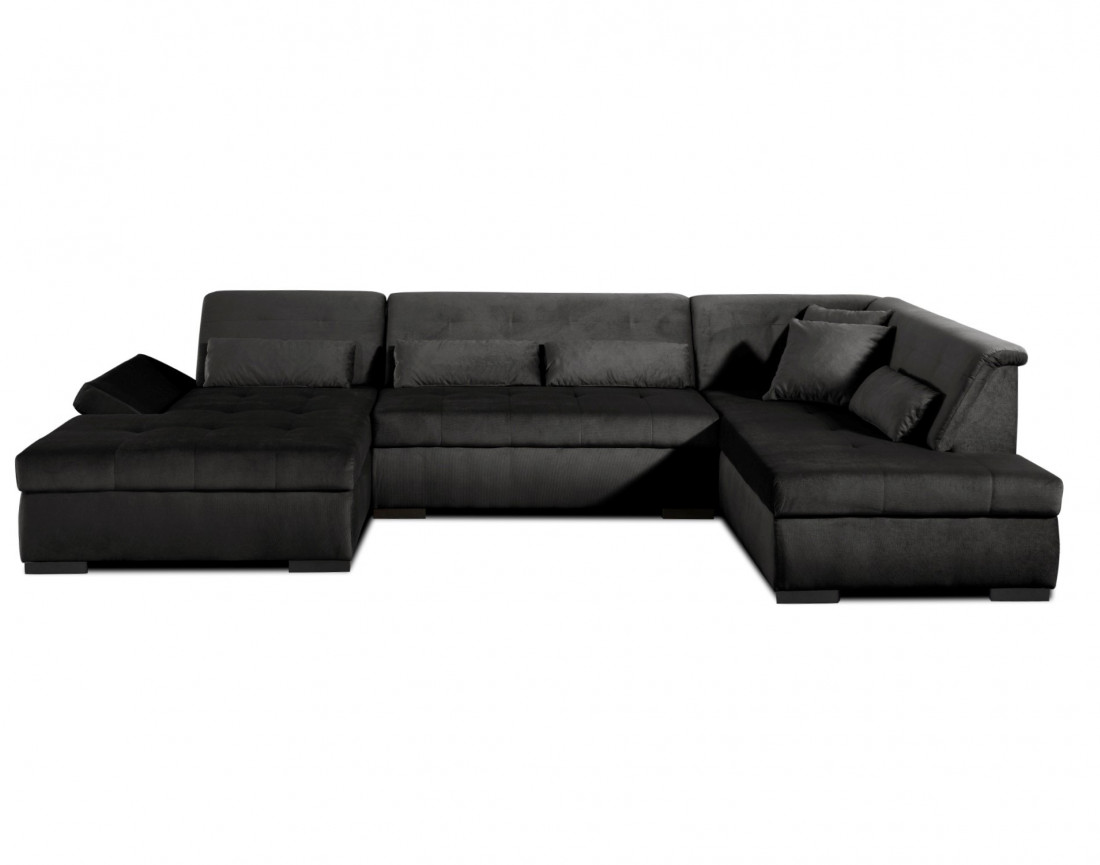 Canapé panoramique d'angle droit 7 places XXL en velours Vermont