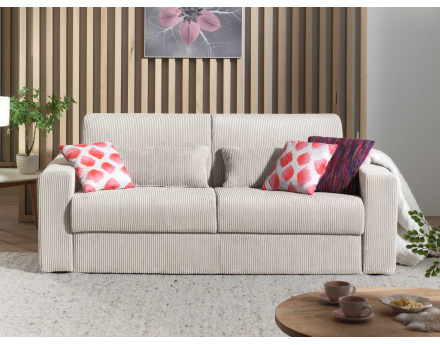 Canapé 3 places convertible express quotidien en velours côtelé Sacha