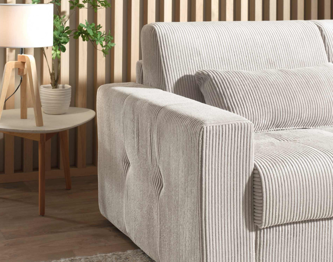 Canapé 3 places convertible express quotidien en velours côtelé Sacha