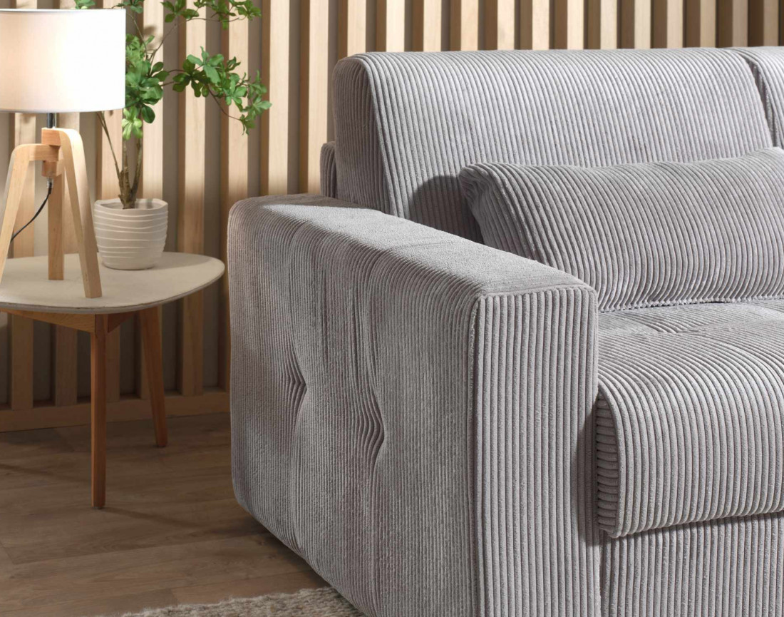 Canapé 3 places convertible express quotidien en velours côtelé Sacha