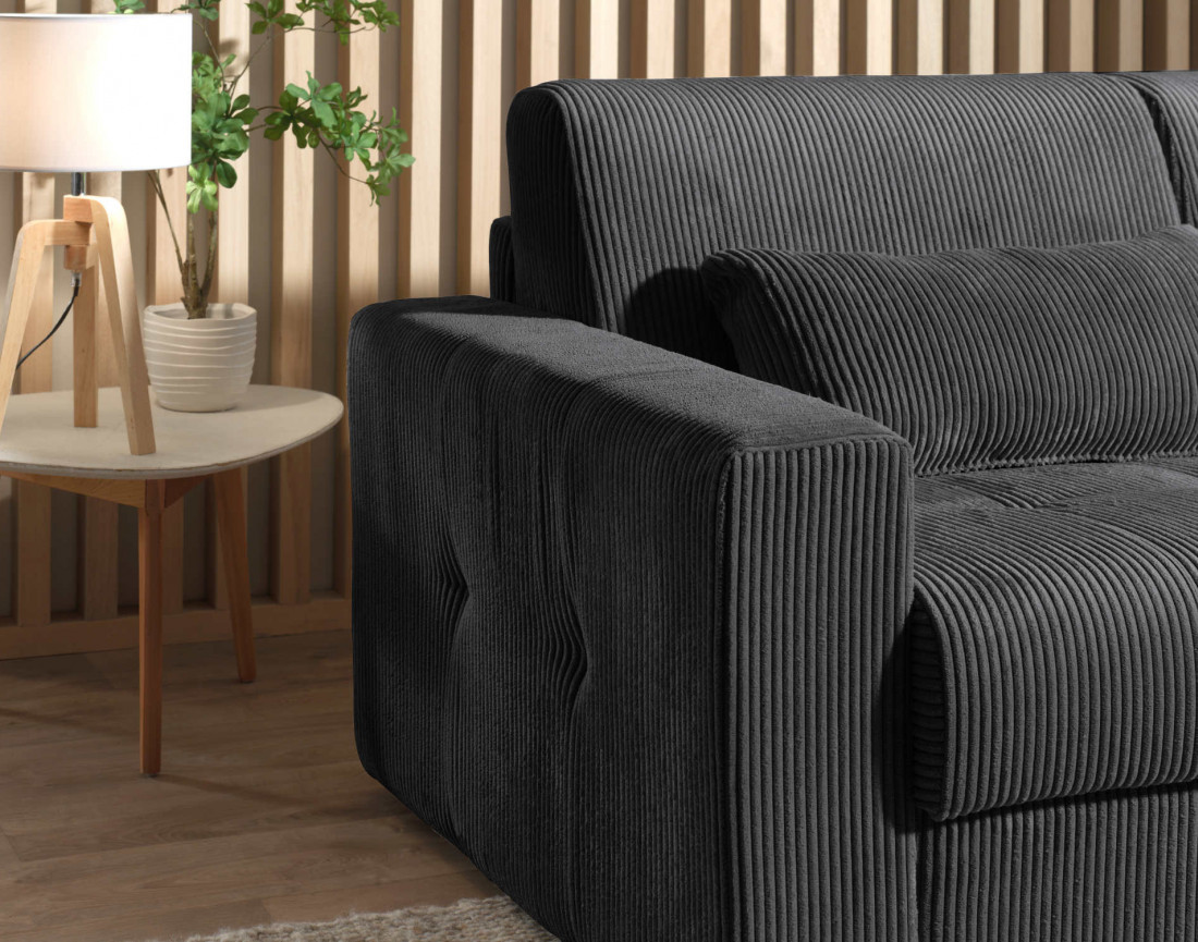 Canapé 3 places convertible express quotidien en velours côtelé Sacha