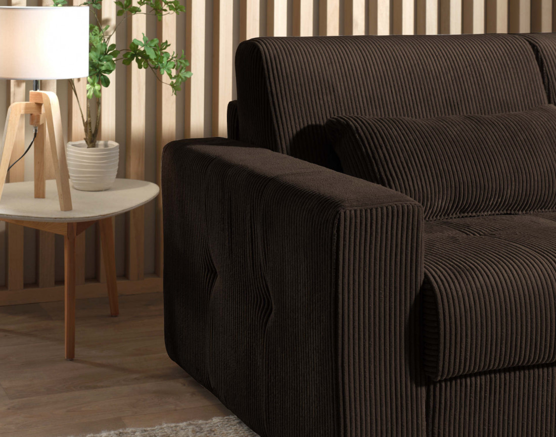 Canapé 3 places convertible express quotidien en velours côtelé Sacha
