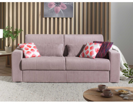 Canapé 3 places convertible express quotidien en velours côtelé Sacha
