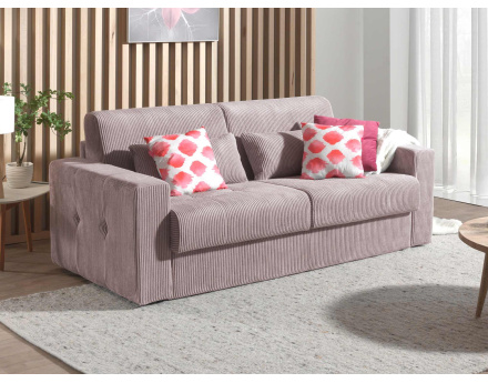 Canapé 3 places convertible express quotidien en velours côtelé Sacha