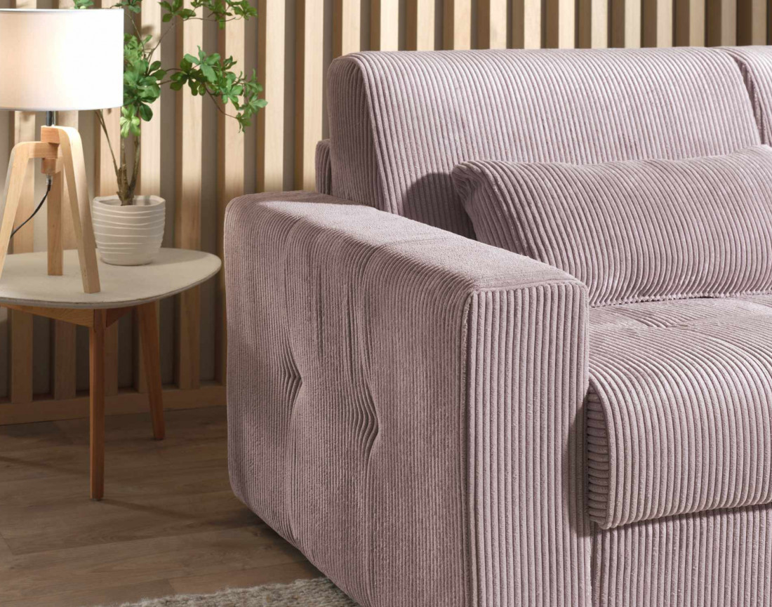 Canapé 3 places convertible express quotidien en velours côtelé Sacha