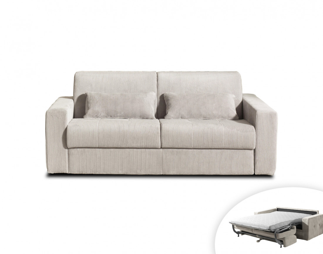 Canapé 3 places convertible express quotidien en velours côtelé Sacha