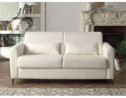 Canapé 3 places convertible express quotidien en tissu bouclette Owen