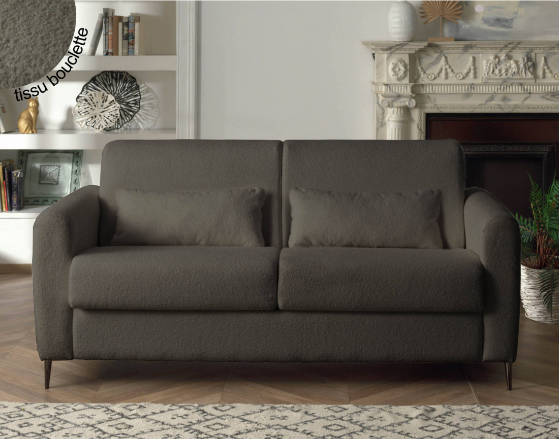 Canapé 3 places convertible express quotidien en tissu bouclette Owen