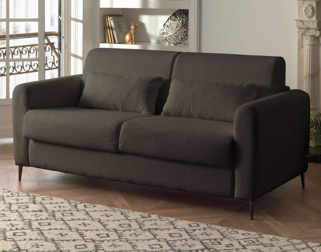 Canapé 3 places convertible express quotidien en tissu bouclette Owen