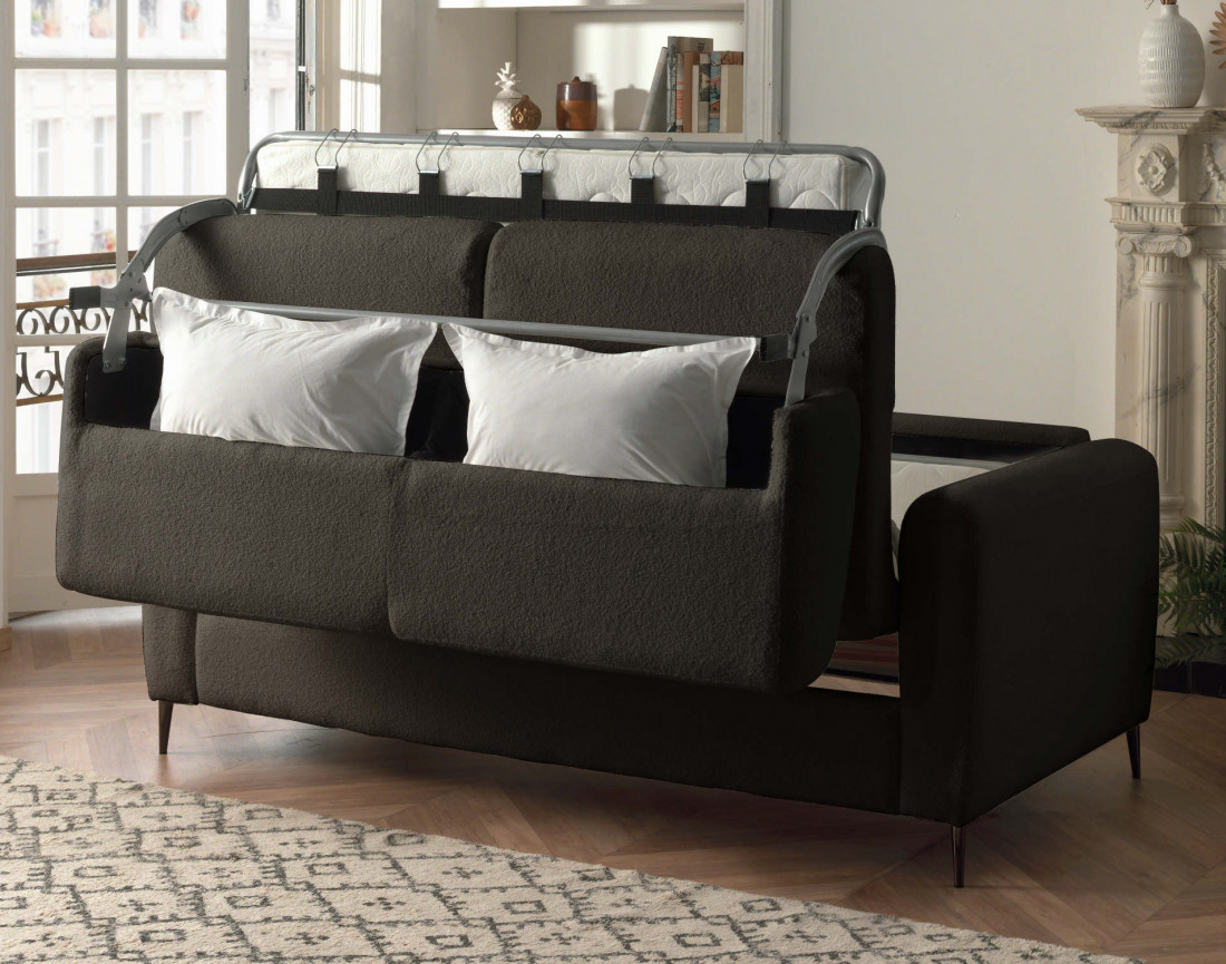 Canapé 3 places convertible express quotidien en tissu bouclette Owen