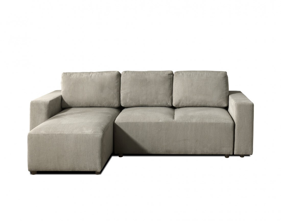 Canapé d'angle 4 places convertible avec coffre en velours côtelé Livy