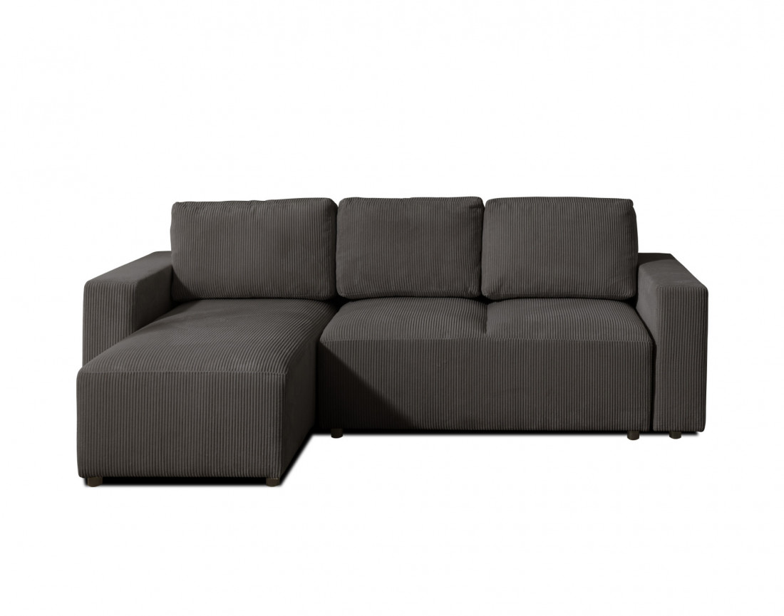 Canapé d'angle 4 places convertible avec coffre en velours côtelé Livy
