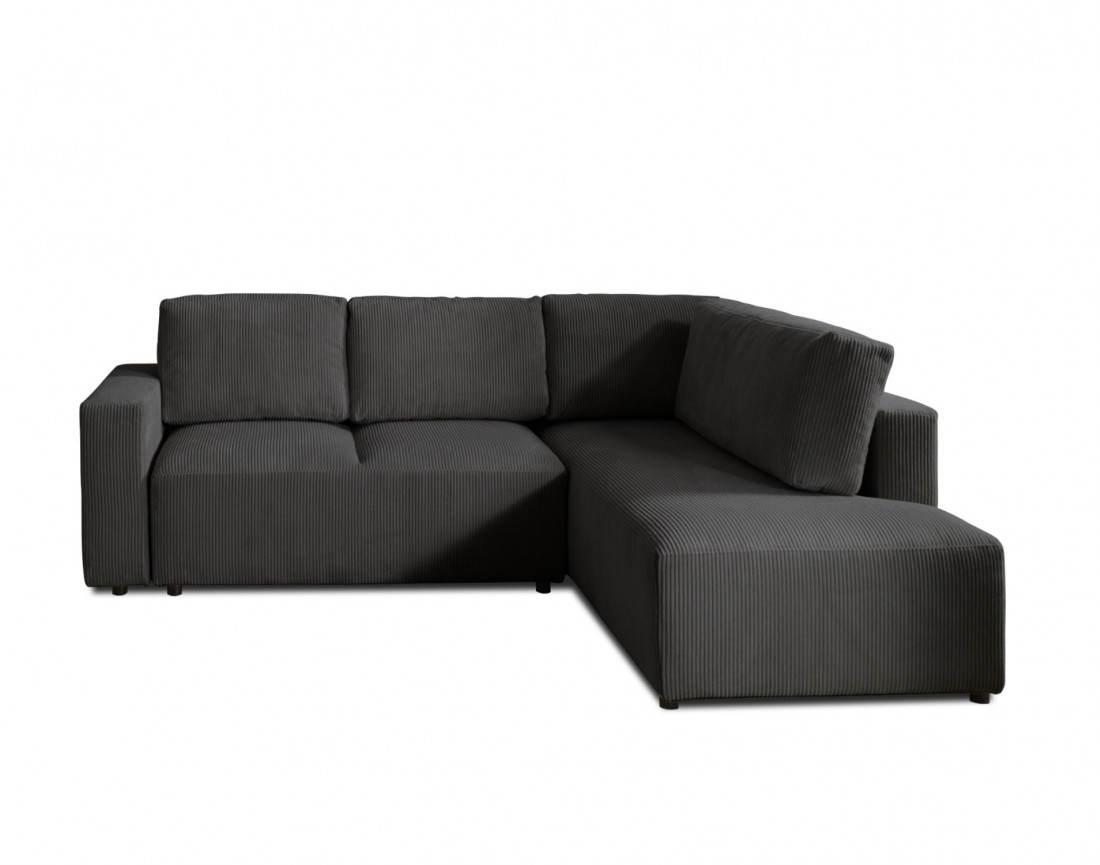 Canapé d'angle droit 5 places convertible avec coffre en velours côtelé Livy