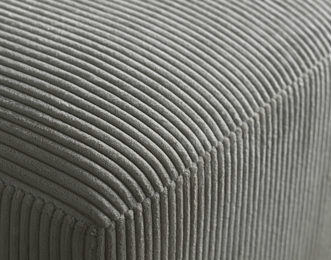 Canapé d'angle panoramique droit convertible avec coffre en velours côtelé Livy