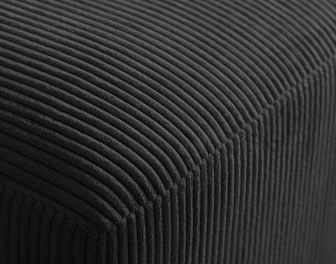 Canapé d'angle panoramique droit convertible avec coffre en velours côtelé Livy