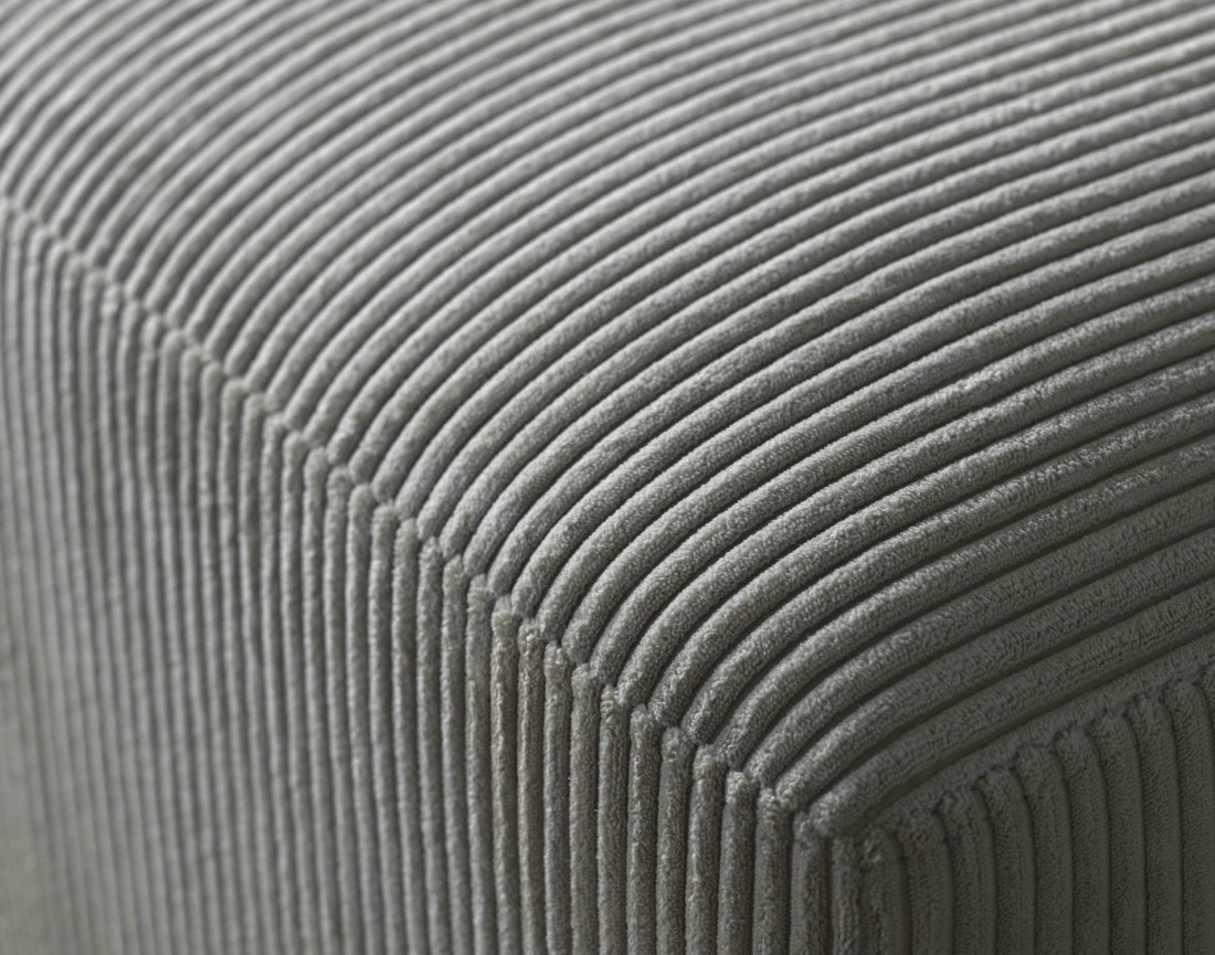 Canapé d'angle panoramique gauche convertible avec coffre en velours côtelé Livy