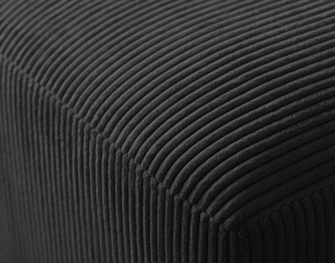 Canapé d'angle panoramique gauche convertible avec coffre en velours côtelé Livy