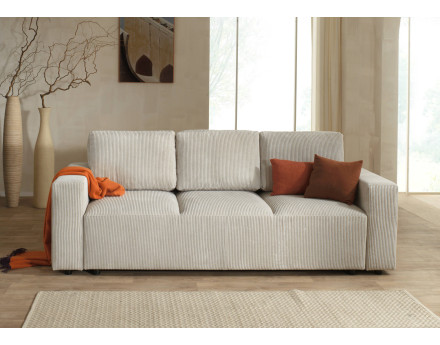 Canapé 3 places convertible avec coffre en velours côtelé Livy