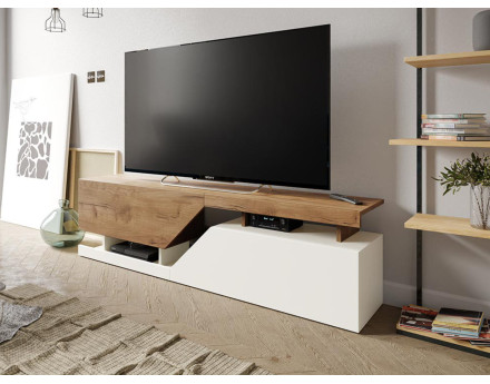 PITT – Meuble TV de style industriel avec deux armoires de rangement (160x46x35 cm)