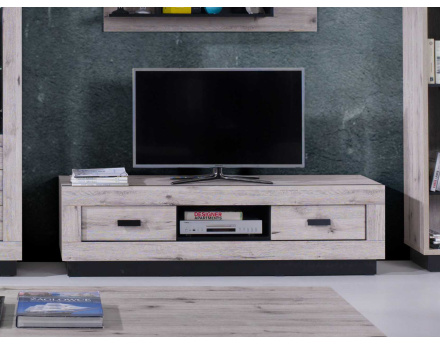 Otis - meuble TV bois gris - style contemporain - 170 cm