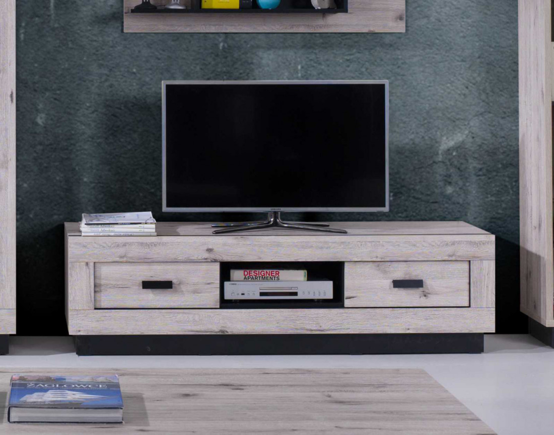 Otis - meuble TV bois gris - style contemporain - 170 cm