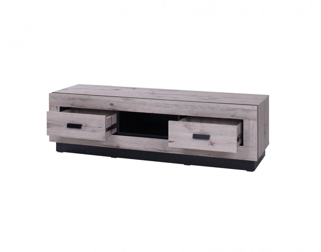 Otis - meuble TV bois gris 2 tiroirs et 1 niche 170 cm
